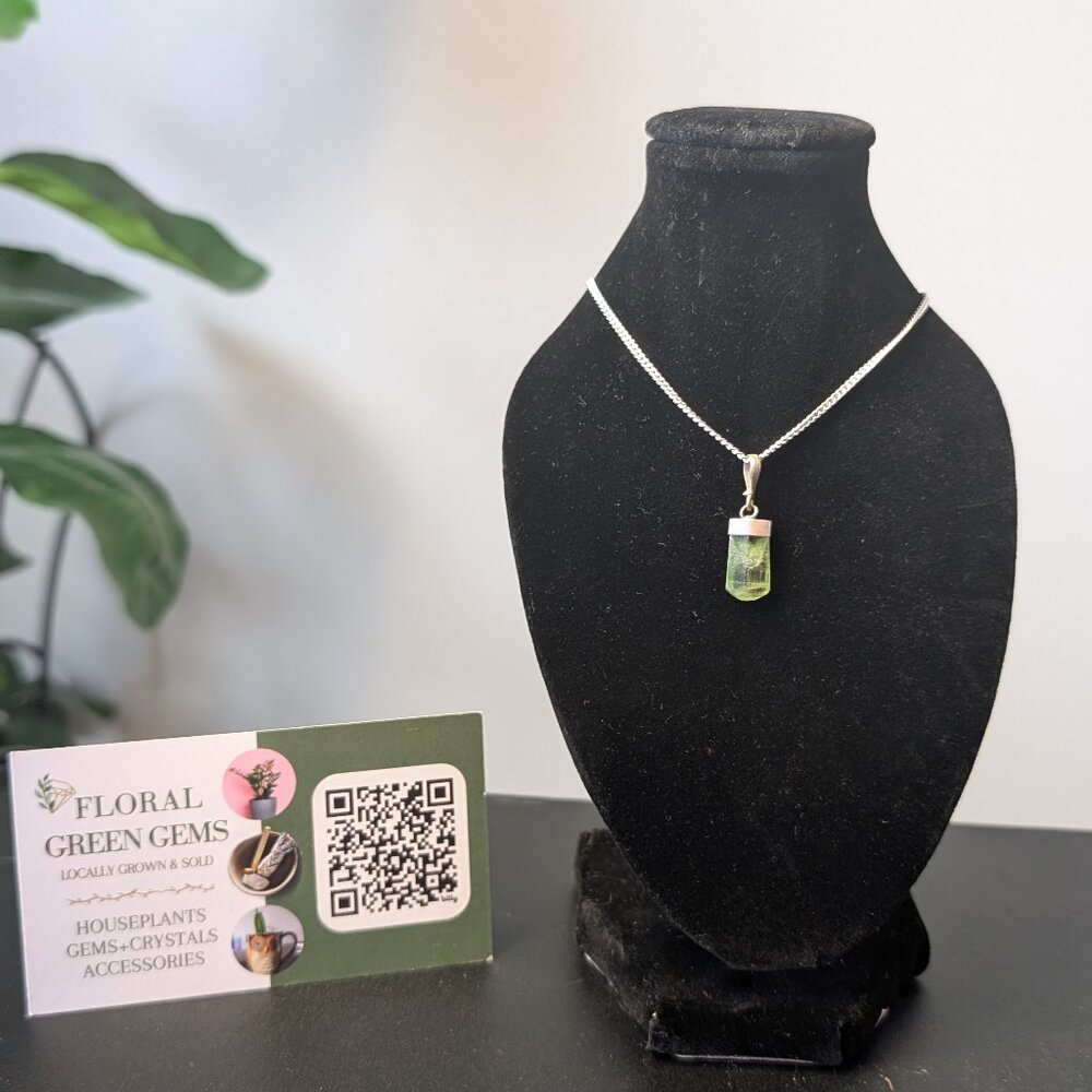 Peridot-Evening Emerald, Raw Stone, Sterling Silver Pendant